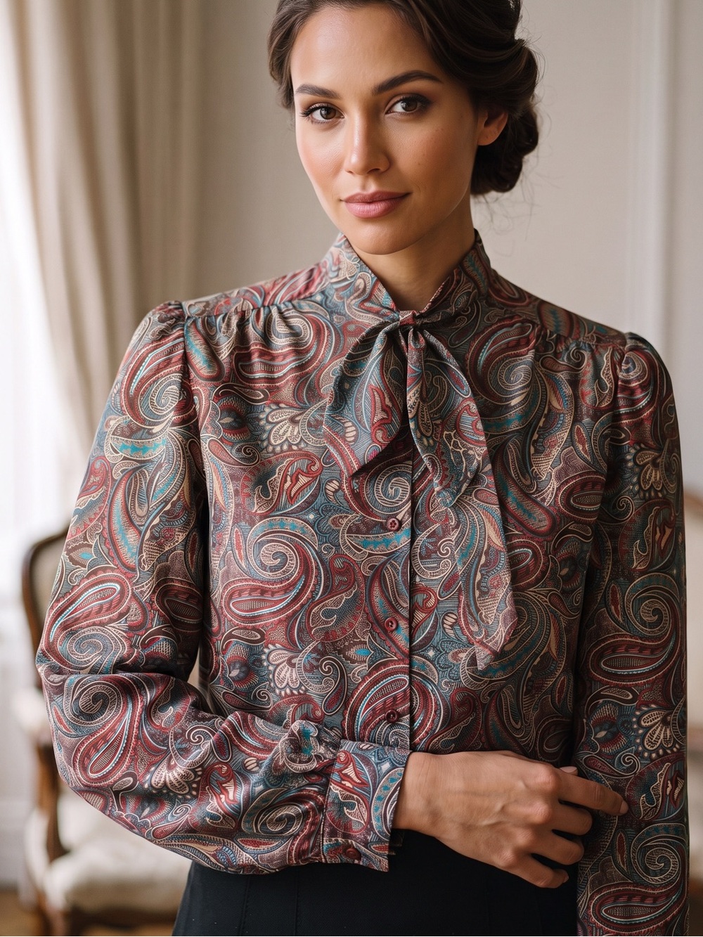 Vintage 70s Devon paisley print blouse